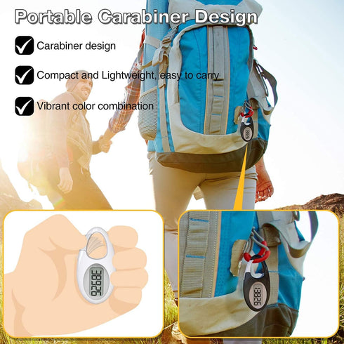 Simple 3D Step Counter, Walking Pedometer with Neck Lanyard/Carabiner for Men, Women, Teens, Adults, Seniors