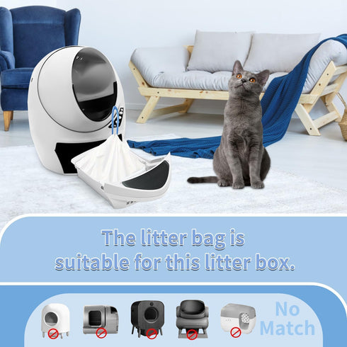 Ferypet 100 Packs 3/4 Cat Litter Bags with Drawstring, Compatible with Litter-Robot Cat Litter Box, Replacement Waste