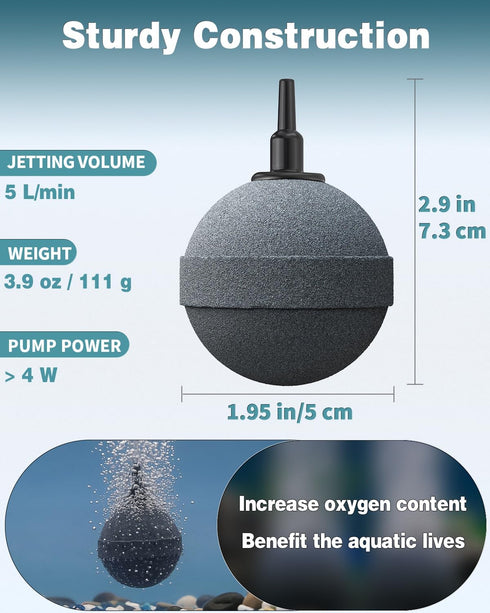 Pawfly Air Stone 2 Inch, Airstone Oxygen Diffuser for Fish Tank, Buckets, Small Pond, 2 Pack