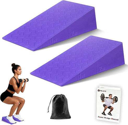 Folaps Squat Wedge Block with Guide for Heel Elevated Squat Weightlifting Slant