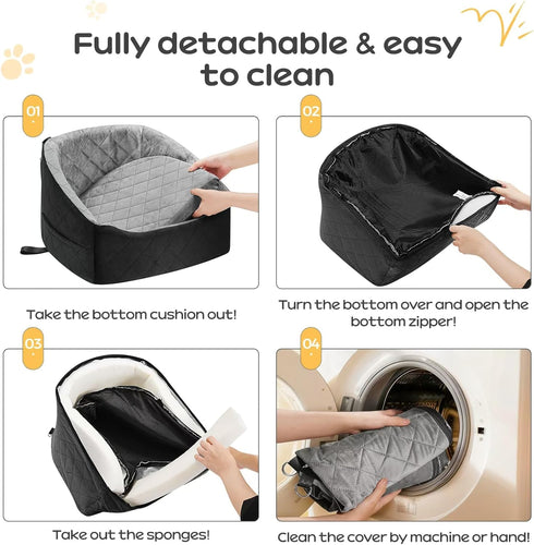 KANGREST 30 Lbs, 2 Dog Car Seat for Small Dogs Up to Pet Travel Safety Bed for Puppy Cat, Fits in Front/Back Seat, Anti