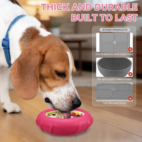 Dog Lick Bowl, Bestalk Wobbly Freeze Bowl Enrichment Feeder for Dogs, Anxiety Relief Lick Mat Puzzle Toy