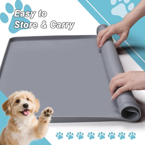 TIMOHCR 27" 27" 6 Pee Pad Tray Holder for Dog,Silicone Dog Puppy Pad Holder, x No Spill Raised Lip High Edge,Portable