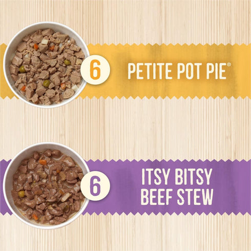 Merrick Lil’ Plates Grain Free Dinner Duos, Soft Natural Wet Small Dog Food Variety Pack, Beef and Chicken, 2.6 lb. Tub