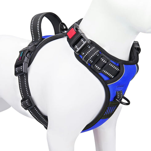 PHOEPET No Pull Dog Harness Medium, Reflective Front Clip Vest with Handle, Adjustable 2 Metal Rings 3 Buckles
