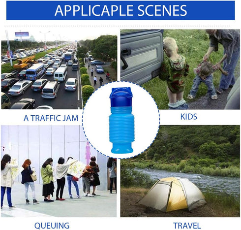 NUOOO 750ml Emergency Toilet Portable Potty Pee Bottles for Male Female Kids Shrinkable Urinal Urine Bottle Outdoor
