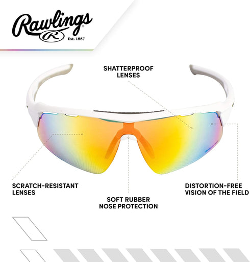 Rawlings Baseball Sunglasses, Softball Sunglasses, Unisex Fit for Ages 10 to Adult, Cycling Sunglasses