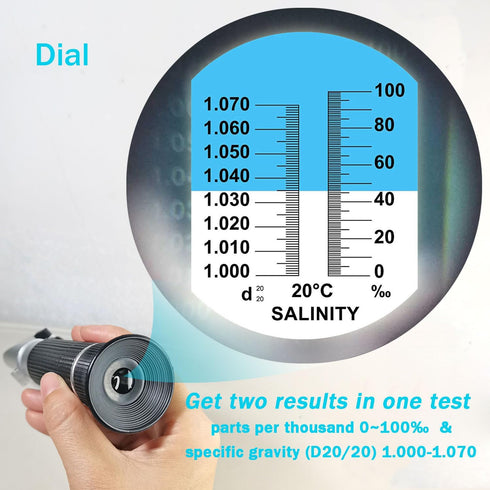 Salinity Refractometer: 0-100 Ppt for Seawater and Marine Fishkeeping with Automatic Temperature Compensation