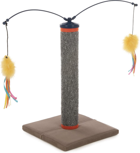 SmartyKat Scratch 'N Spin Carpet Cat Scratching Post with Spinning Wand Toys, Gray, One Size
