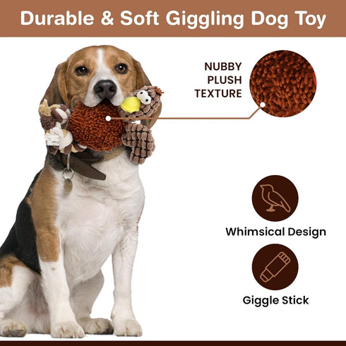 SPOT 12" Gigglers Chicken Dog Toy with Giggle Sound, Textured Plush Tug Toy with Rope Legs, for Small and Medium Dog