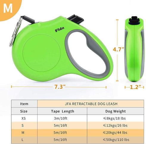 Fida Retractable Dog Leash, 16ft Heavy Duty for Medium Dogs or Cats up to 44 lbs, Tangle Free with One-Hand Brake