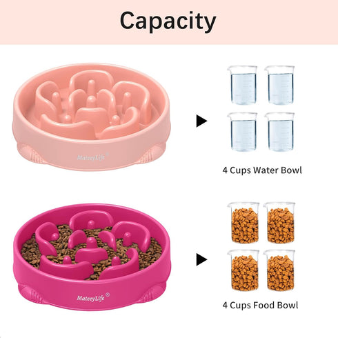 MateeyLife Large Slow Feeder Dog Bowls 2PCS - Anti-Choking Puzzle Non Slip Interactive Dog Feeding Bowls