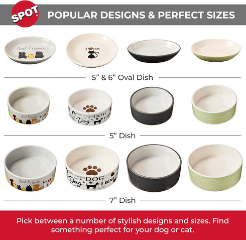 SPOT by Ethical Products Heavy Ceramic Dog Bowl, 7" Durable High Gloss Pet Dish, Dishwasher Safe