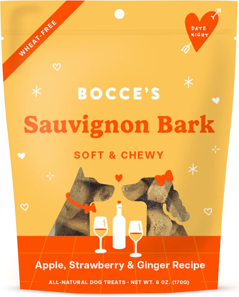 Bocce's Bakery Sauvignon Bark Treats for Dogs, Wheat-Free, Soft & Chewy Cookies, 6 oz