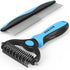 Pet Grooming Brush and Metal Comb Combo, Undercoat Rake for Dogs Grooming, Dematting Tool for Long Haired Pets (Blue)