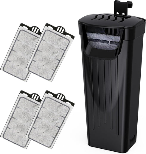 Aquarium Power Filter (3.5W), Silent Low-Water Filter for Small Fish Tank up to 15 Gallon, Black