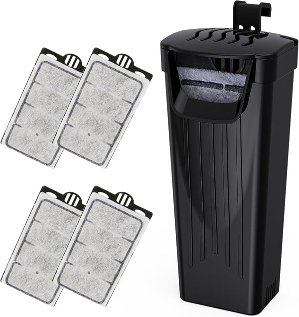 Aquarium Power Filter (3.5W), Silent Low-Water Filter for Small Fish Tank up to 15 Gallon, Black