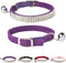 BINGPET Adjustable Diamond Cat Collar, Soft Velvet Leather Kitten Collar with Shiny Rhinestones and Bells, Purple