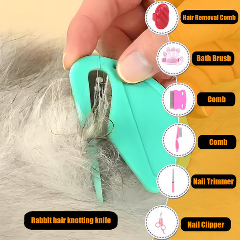 Rabbit Grooming Kit Bunny Grooming Kit with Shedding Brush, Nail Clippers & Comb Small Animal Grooming Supplies