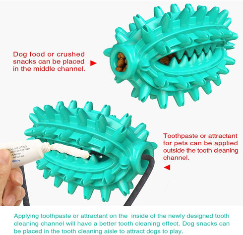 Guardians Dog Chew Toy with Suction Cup, Food Dispensing Toothbrush for Small Medium Dogs (Blue Cactus)