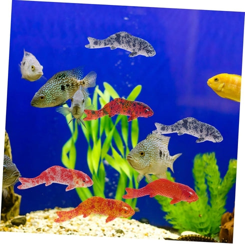 20Pcs Fish Shape Resin Aquarium Supply Paper Cup, Small Fish Tank Supplies, Luminous Fish Figure Decorations