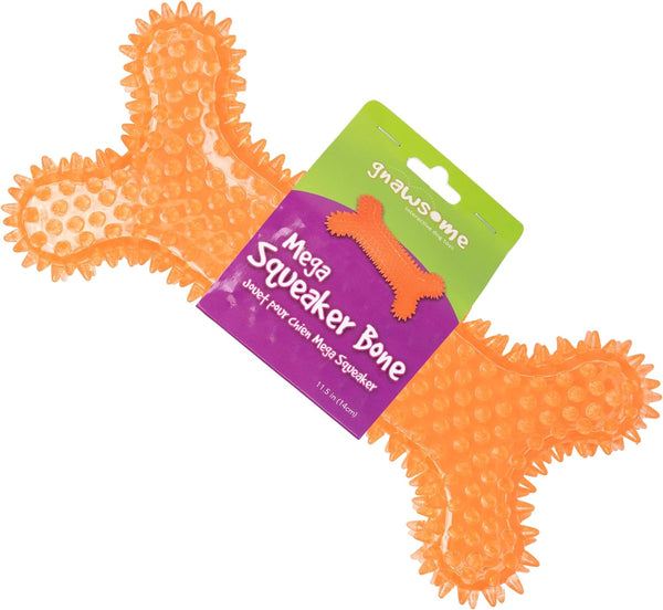 Gnawsome Mega Squeaker Bone Dog Toy for Dental & Gum Wellness, Durable for Heavy Chewers, Assorted Colors