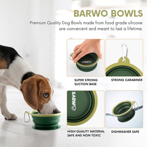 Collapsible Dog Bowl with Non Skid Suction Base, 100% Pure Silicone Foldable Water Bowl, 350mL