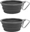 Prima Pet Collapsible Silicone Water Travel Bowl, Portable Pop-up Feeder for Dogs and Cats, Small (1.5 Cups) Grey, 2