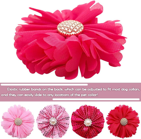 PET SHOW Valentines Flower Charms Slide Collar Accessories for Small Dogs, Medium Large Dogs, Cats, Puppies, Rabbits,