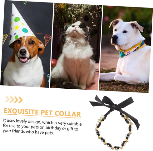 Pet Pearl Collar, Cat Pearl Necklace, Artificial Pearl Collars for Dogs, Crystal Neck Strap for Puppies