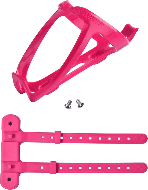 ZONKIE Bicycle Bottle Cages, Plastic Bike Bottle Holder with Mounting Base, Pink