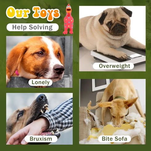 4 Pet(8.6 Pcs Rubber Squeaky Chicken Dog Toys Funny Latex Screaming Interactive Pet Squawkers Cute Dog Gifts