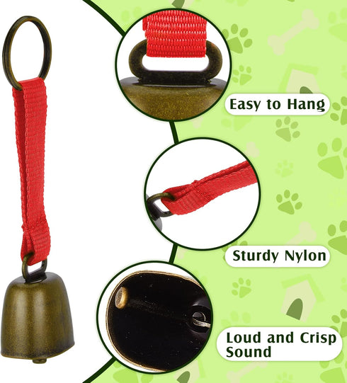 3 Pieces Dog Collar Bell, Dog Cowbell with Tracking Noise for Pet Collars, Country Cow Bell with Nylon Strap