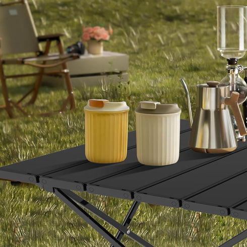 Portable Camping Table, Compact Aluminum Side Table with Carrying Bag for Hiking, Camping, Picnicking, BBQ