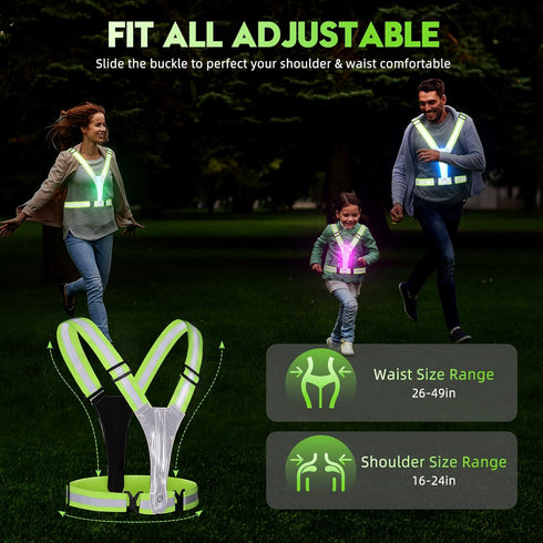 LED Reflective Running Vest, 3rd Generation High Visibility Rechargeable Vest for Night Running Cycling
