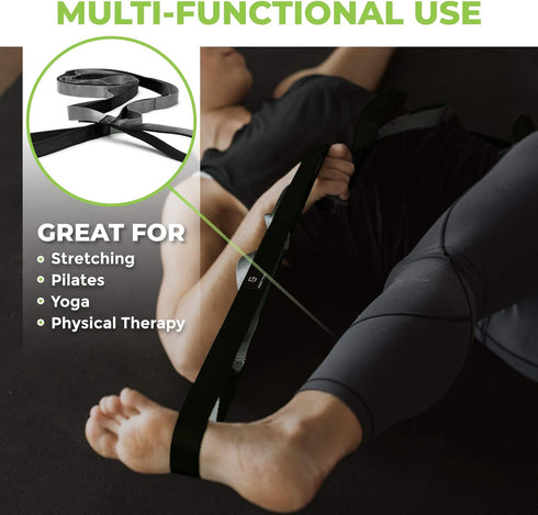 Gradient Fitness Stretching Strap for Physical Therapy, 12 Multi-Loop 1" W x 8' L, Neoprene Handles