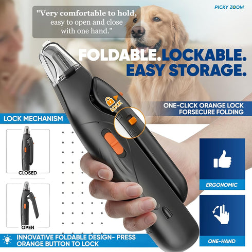 Picky zoom 2-in-1 Trimmers, Dog & Cat Nail Clippers and Grinder with Light Safety Guard to Avoid Overcutting, Sharp