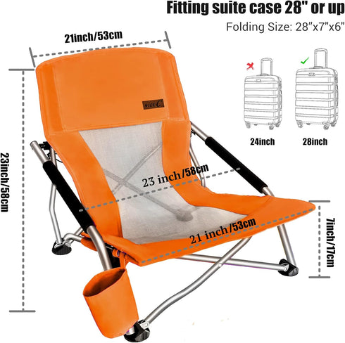 (1 Pack Nice C Chair Beach, Low Beach Chair, Sling, Folding, Portable, Concert, River, Beach Seat, Sillas de Playa