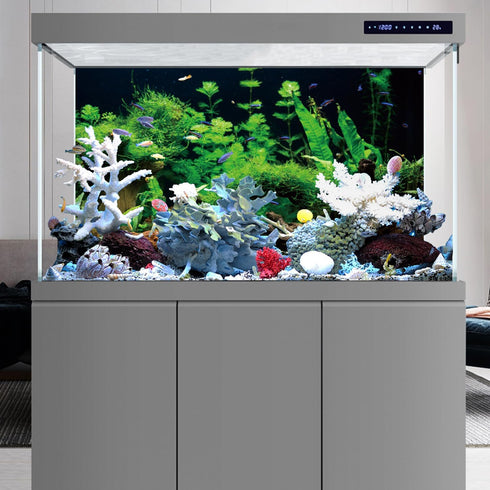 AWERT 24x16 inches River Bed & Lake Fish Tank Background, Seagrass Aquarium Background Vinyl
