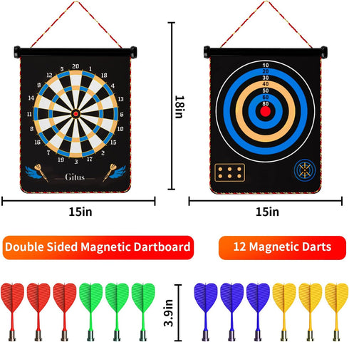 12 8 9 10 11 12 13 14 Gitus Magnetic Dart Board Indoor Outdoor Games for Kids with Darts, Gifts for Teenage Boys Teen