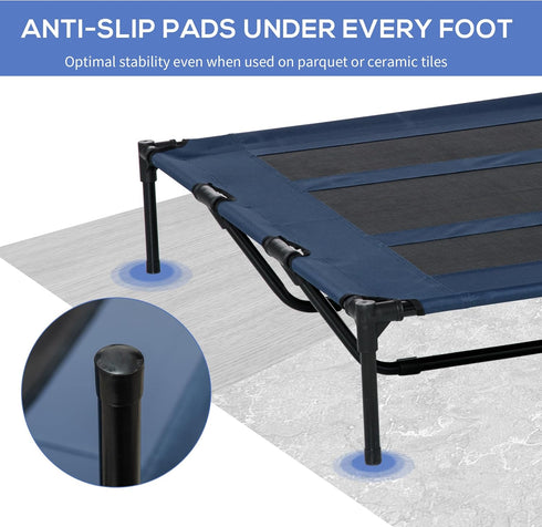 PawHut 48" x 36" Elevated Breathable Dog Bed, Portable Pet Cot with Carry Bag, Dark Blue