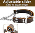Leather Martingale Dog Collar, Adjustable for Medium Large Dogs, Soft Genuine Cowhide with Stainless Steel Chain (L,