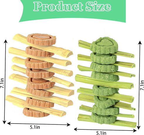 Jwizyotr 2 Chinchillas Rabbit Chew Toys for Teeth PCS Guinea Pig Chews Treats Rat Cage Accessories with Papaya Stems