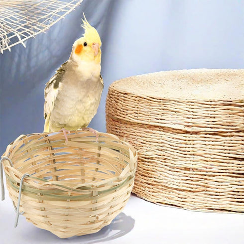 VTurboWay 4 Pack Tiny Handwoven Bamboo Bird Nest Cage, Hatching Breeding Cave for Small Birds