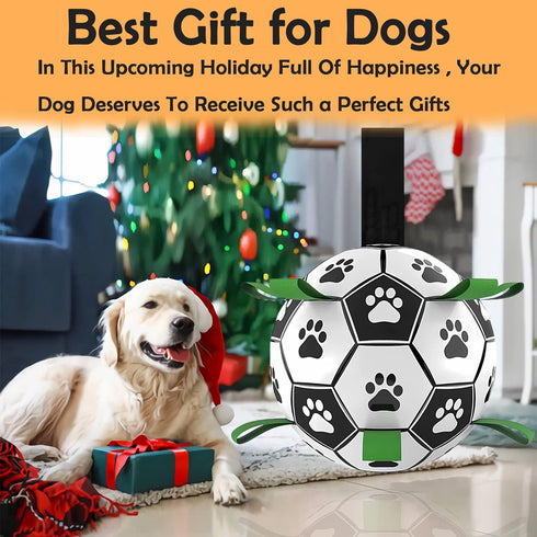 Dog Toys Soccer Ball - Interactive Tug of War, Puppy Birthday Gifts, Durable Dog Balls for Small & Medium Dogs (6 inch)