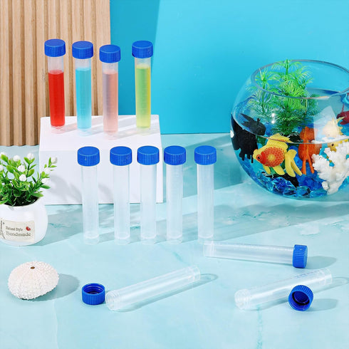 12 Pcs Replacement Test Tubes for Aquarium Test Kits, 10ml Plastic Self Standing Tubes with Scale Line