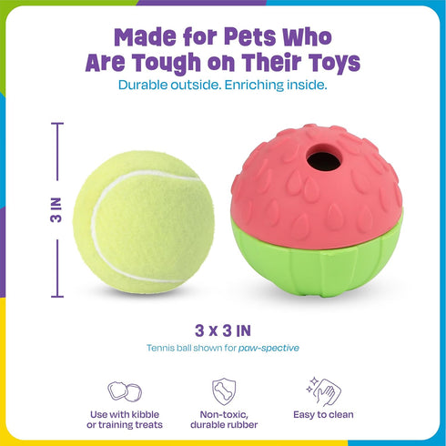 2 Brightkins Tough & Tumble Piece Watermelon Treat Dispenser - Interactive Dog Toys, Treat Dispensing Dog Toys, Slow