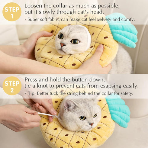 ANWA Adjustable Cat Cone Collar, Soft Cute Donut Collar for Kitten Recovery After Surgery