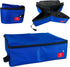 Portable 2-in-1 Double Pet Kennel/Shelter, Black/Royal Blue Fabric, 20"x20"x39", Car Seat-Belt Fixture Included
