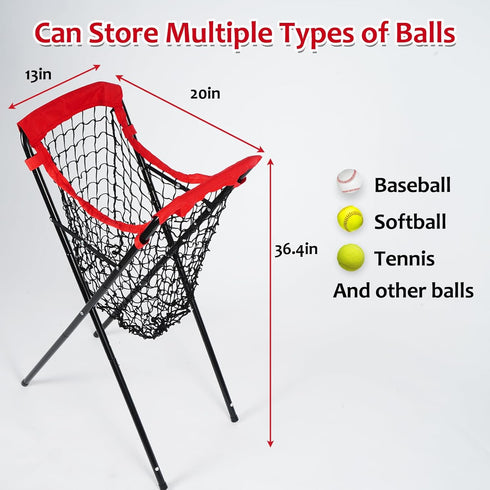 HOMEE Portable Baseball Caddy, Foldable for Over 100 Balls, Extra Large for Batting Pitching Practice